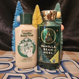 NWT Bath and Body Works Vanilla Bean Noel Bodycare Set - Green and Cream